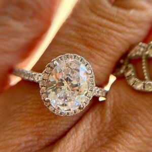 New Certified S925 VVS1 D 2ct Oval Halo Moissanite Engagement/bridal ring 7